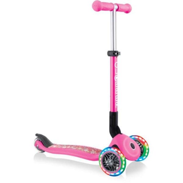 Globber Scooter Junior Foldable Fantasy Lights Flowers Neon Pink