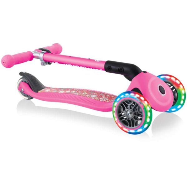 Globber Scooter Junior Foldable Fantasy Lights Flowers Neon Pink - Image 2