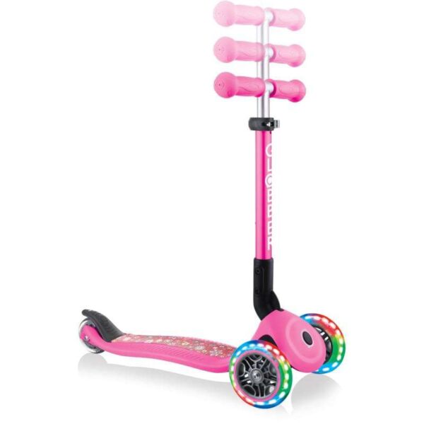 Globber Scooter Junior Foldable Fantasy Lights Flowers Neon Pink - Image 4