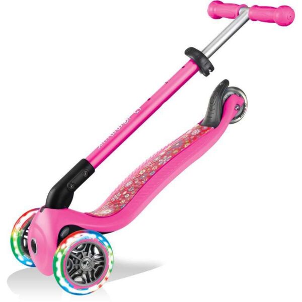 Globber Scooter Primo Foldable Fantasy Lights Flowers Neon Pink - Image 4