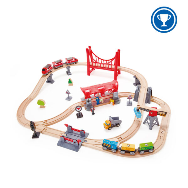Ξύλινος Σιδηρoδρομικός Σταθμός Busy City Rail Set