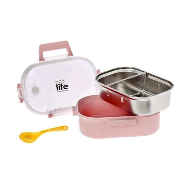 Eco Life Φαγητοδοχείο 900ml με χώρισμα Pink