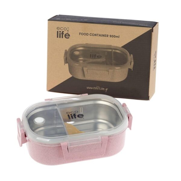 Eco Life Φαγητοδοχείο 900ml με χώρισμα Pink - Image 3